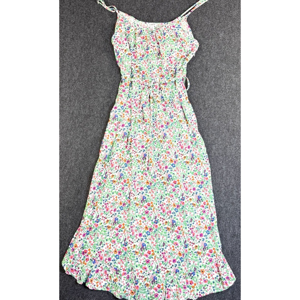 J.Crew Women's Size 8 Floral Spaghetti Strap Tie Waist Midi/Long Maxi Dress